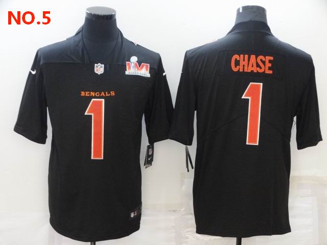 Cheap Men's Cincinnati Bengals #1 Ja'Marr Chase Jersey Black LVI;